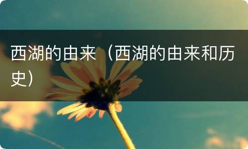 西湖的由来（西湖的由来和历史）
