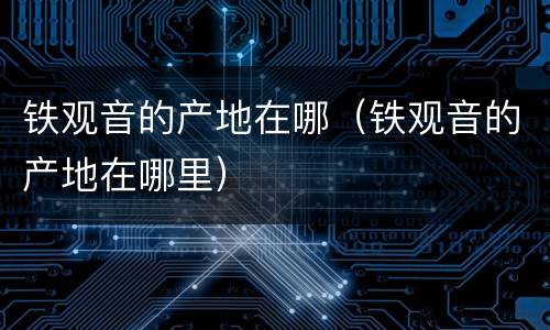 铁观音的产地在哪（铁观音的产地在哪里）