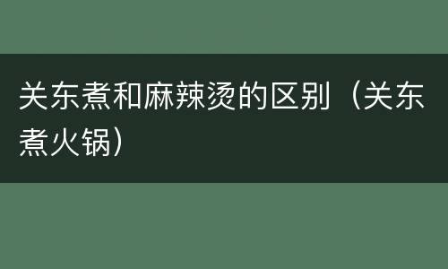 关东煮和麻辣烫的区别（关东煮火锅）