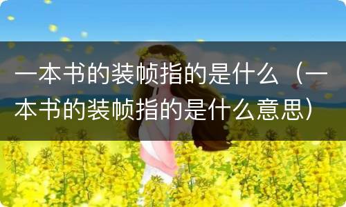 一本书的装帧指的是什么（一本书的装帧指的是什么意思）