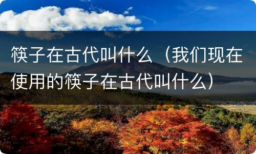 筷子在古代叫什么（我们现在使用的筷子在古代叫什么）
