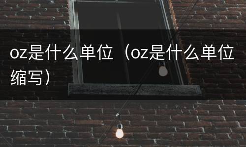 oz是什么单位（oz是什么单位缩写）