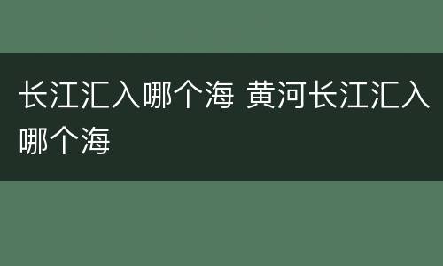 长江汇入哪个海 黄河长江汇入哪个海