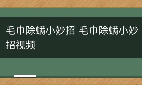 毛巾除螨小妙招 毛巾除螨小妙招视频