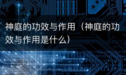 神庭的功效与作用（神庭的功效与作用是什么）