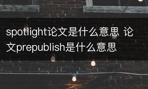 spotlight论文是什么意思 论文prepublish是什么意思