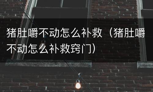 猪肚嚼不动怎么补救（猪肚嚼不动怎么补救窍门）