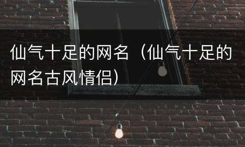 仙气十足的网名（仙气十足的网名古风情侣）