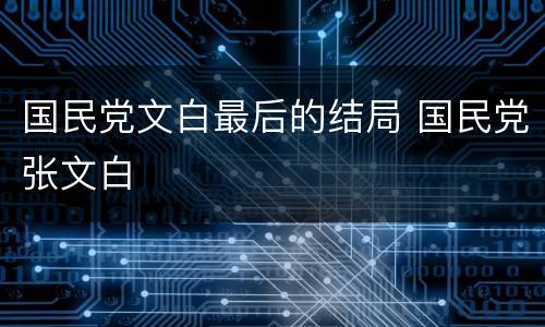 国民党文白最后的结局 国民党张文白