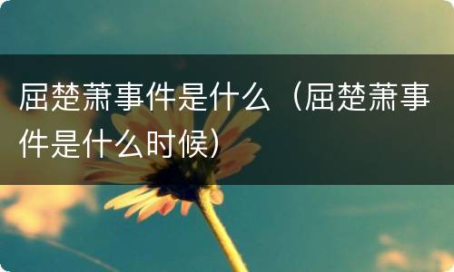 屈楚萧事件是什么（屈楚萧事件是什么时候）