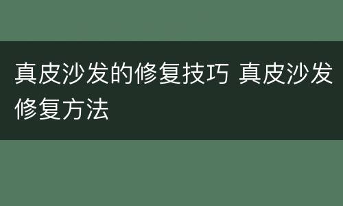 真皮沙发的修复技巧 真皮沙发修复方法
