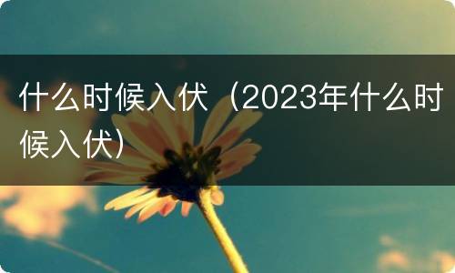 什么时候入伏（2023年什么时候入伏）