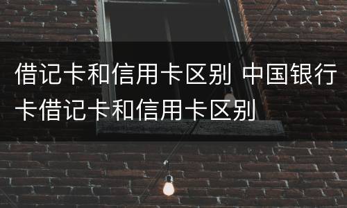 借记卡和信用卡区别 中国银行卡借记卡和信用卡区别
