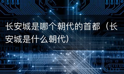 长安城是哪个朝代的首都（长安城是什么朝代）