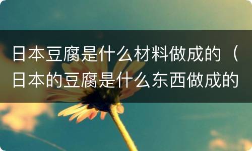 日本豆腐是什么材料做成的（日本的豆腐是什么东西做成的）
