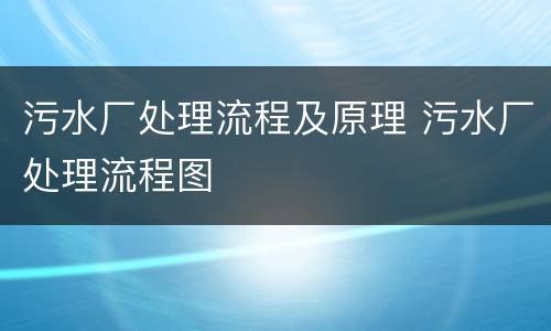 污水厂处理流程及原理 污水厂处理流程图
