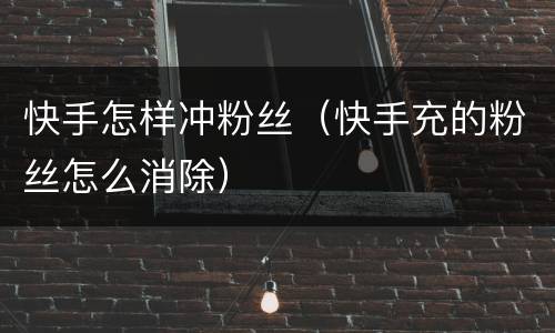 快手怎样冲粉丝（快手充的粉丝怎么消除）