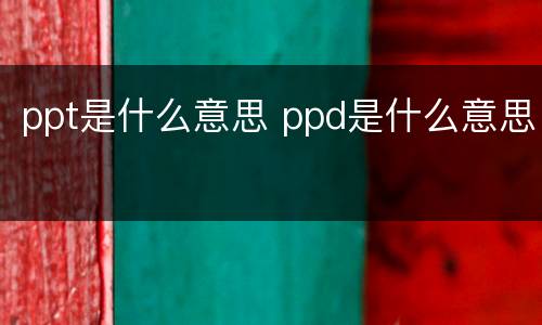 ppt是什么意思 ppd是什么意思