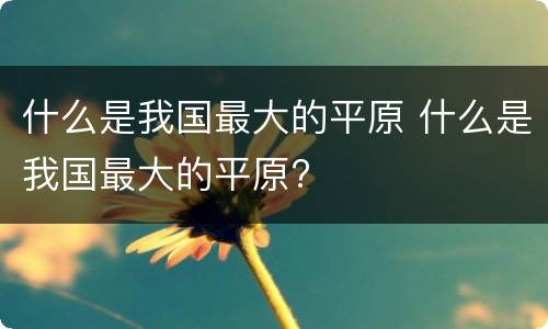 什么是我国最大的平原 什么是我国最大的平原?