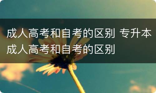 成人高考和自考的区别 专升本成人高考和自考的区别