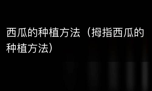 西瓜的种植方法（拇指西瓜的种植方法）