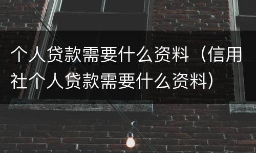 个人贷款需要什么资料（信用社个人贷款需要什么资料）