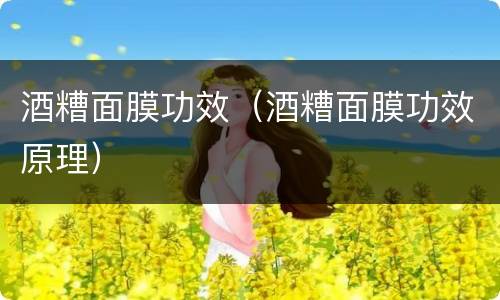酒糟面膜功效（酒糟面膜功效原理）