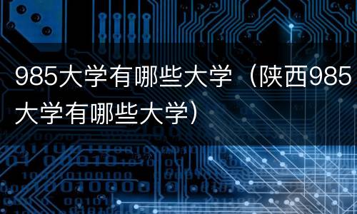 985大学有哪些大学（陕西985大学有哪些大学）