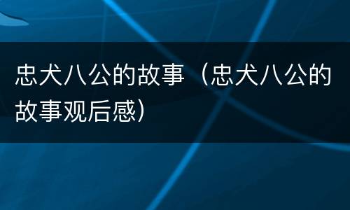 忠犬八公的故事（忠犬八公的故事观后感）
