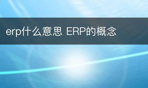 erp什么意思 ERP的概念