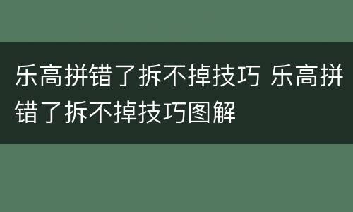 乐高拼错了拆不掉技巧 乐高拼错了拆不掉技巧图解