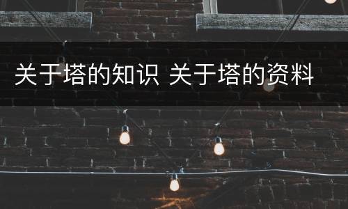 关于塔的知识 关于塔的资料