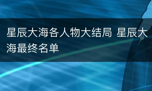 星辰大海各人物大结局 星辰大海最终名单