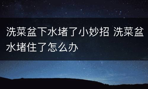 洗菜盆下水堵了小妙招 洗菜盆水堵住了怎么办