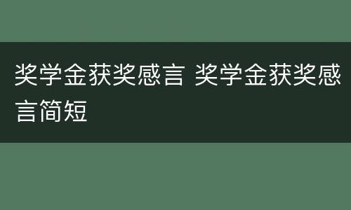 奖学金获奖感言 奖学金获奖感言简短