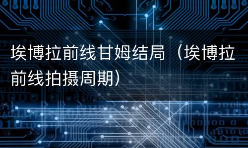 埃博拉前线甘姆结局（埃博拉前线拍摄周期）