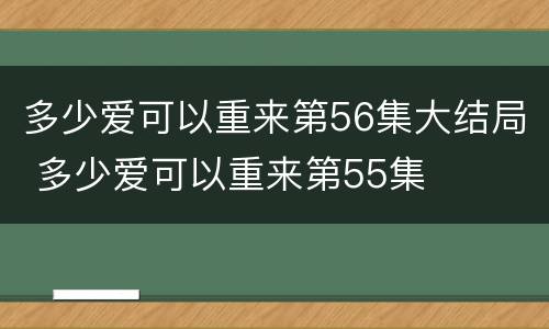 多少爱可以重来第56集大结局 多少爱可以重来第55集