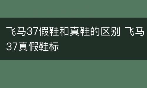飞马37假鞋和真鞋的区别 飞马37真假鞋标