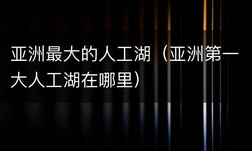 亚洲最大的人工湖（亚洲第一大人工湖在哪里）