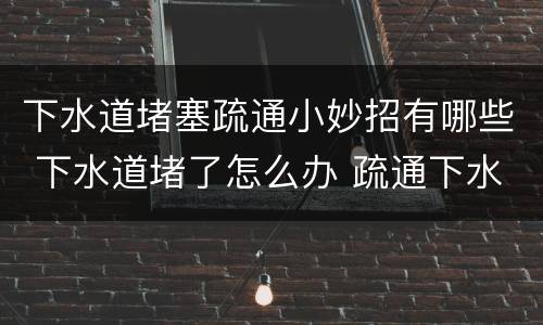 下水道堵塞疏通小妙招有哪些 下水道堵了怎么办 疏通下水道的小妙招