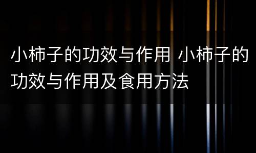 小柿子的功效与作用 小柿子的功效与作用及食用方法