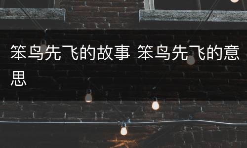 笨鸟先飞的故事 笨鸟先飞的意思