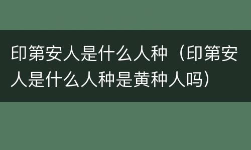 印第安人是什么人种（印第安人是什么人种是黄种人吗）