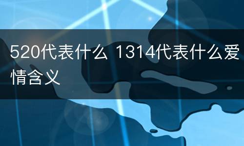 520代表什么 1314代表什么爱情含义