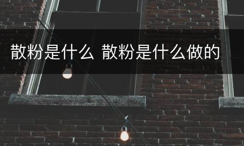散粉是什么 散粉是什么做的