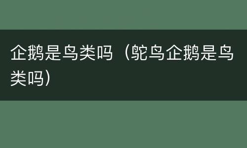 企鹅是鸟类吗（鸵鸟企鹅是鸟类吗）