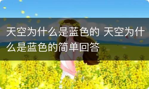 天空为什么是蓝色的 天空为什么是蓝色的简单回答