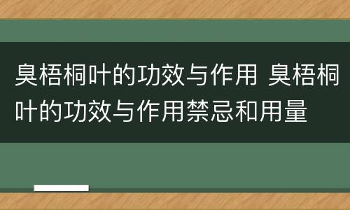 臭梧桐叶的功效与作用 臭梧桐叶的功效与作用禁忌和用量