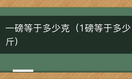 一磅等于多少克（1磅等于多少斤）
