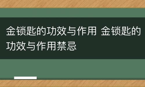 金锁匙的功效与作用 金锁匙的功效与作用禁忌